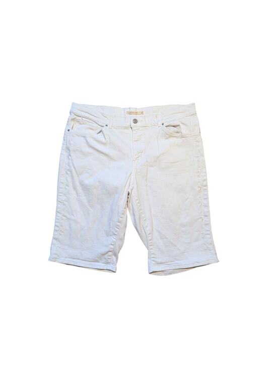 Levi's Pants - LEVI'S women's White denim Bermuda jean shorts, size 32/14. Embroidered; Classic